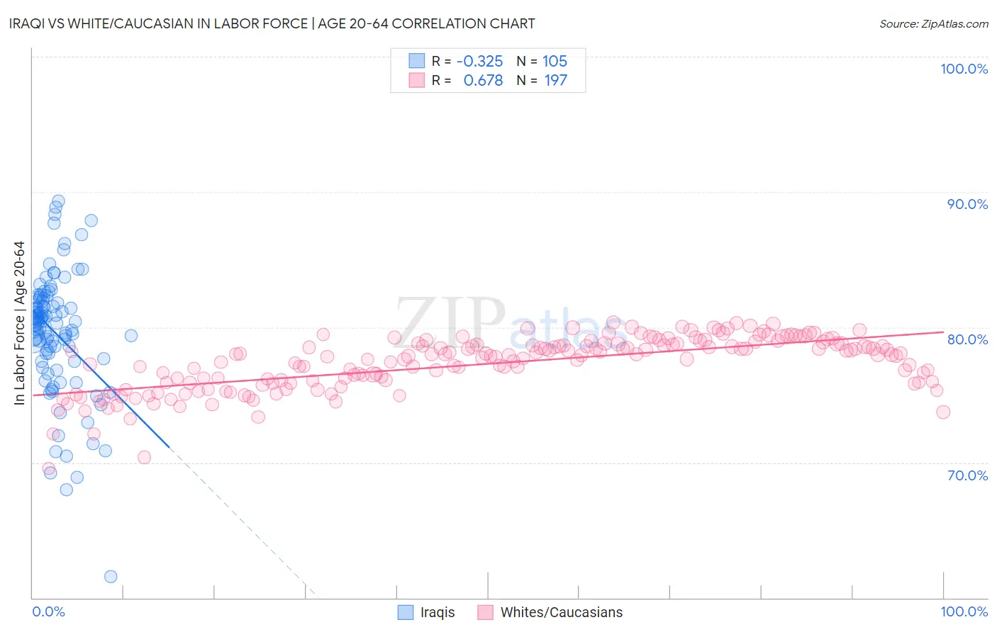 Iraqi vs White/Caucasian In Labor Force | Age 20-64