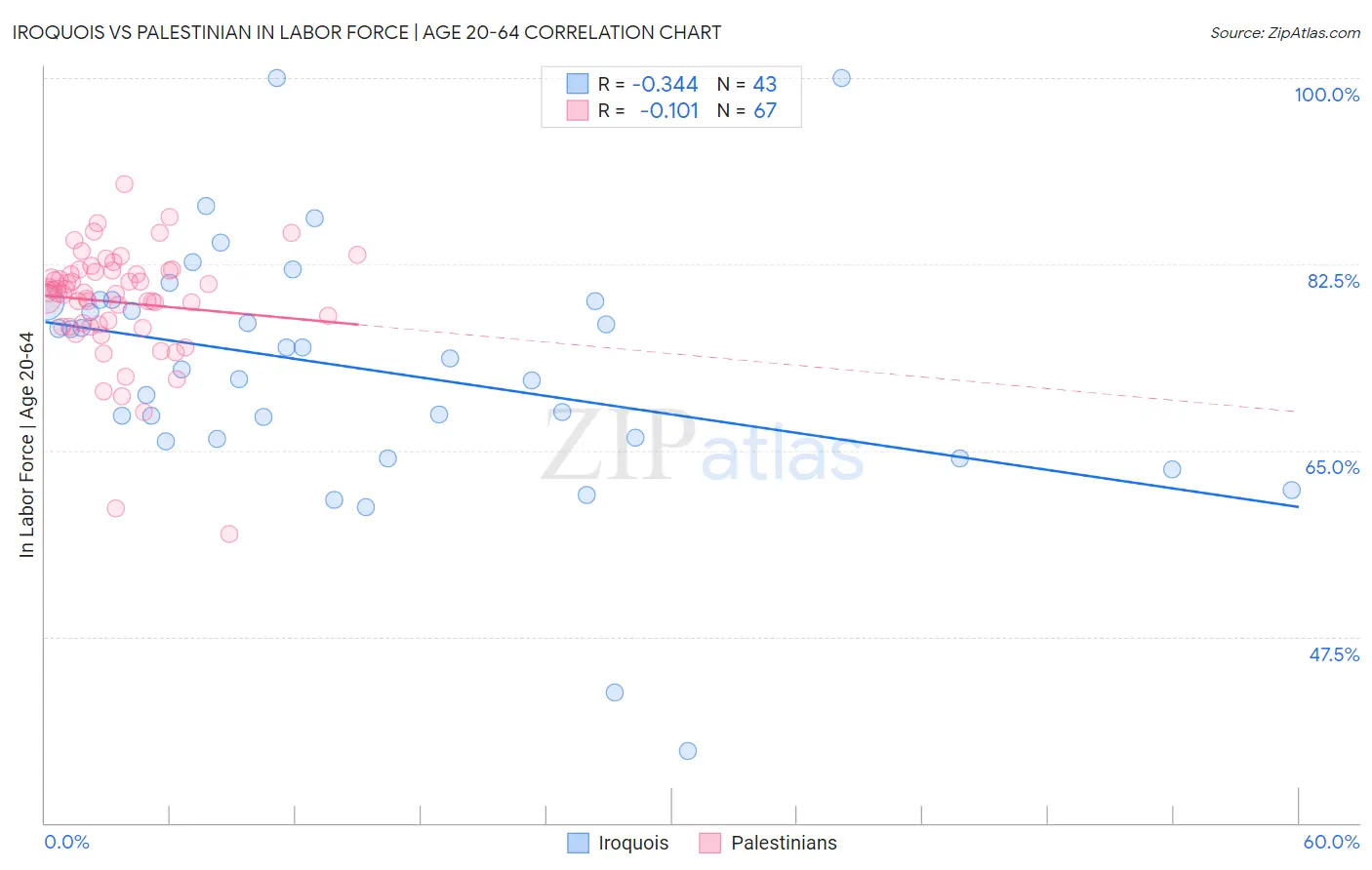 Iroquois vs Palestinian In Labor Force | Age 20-64