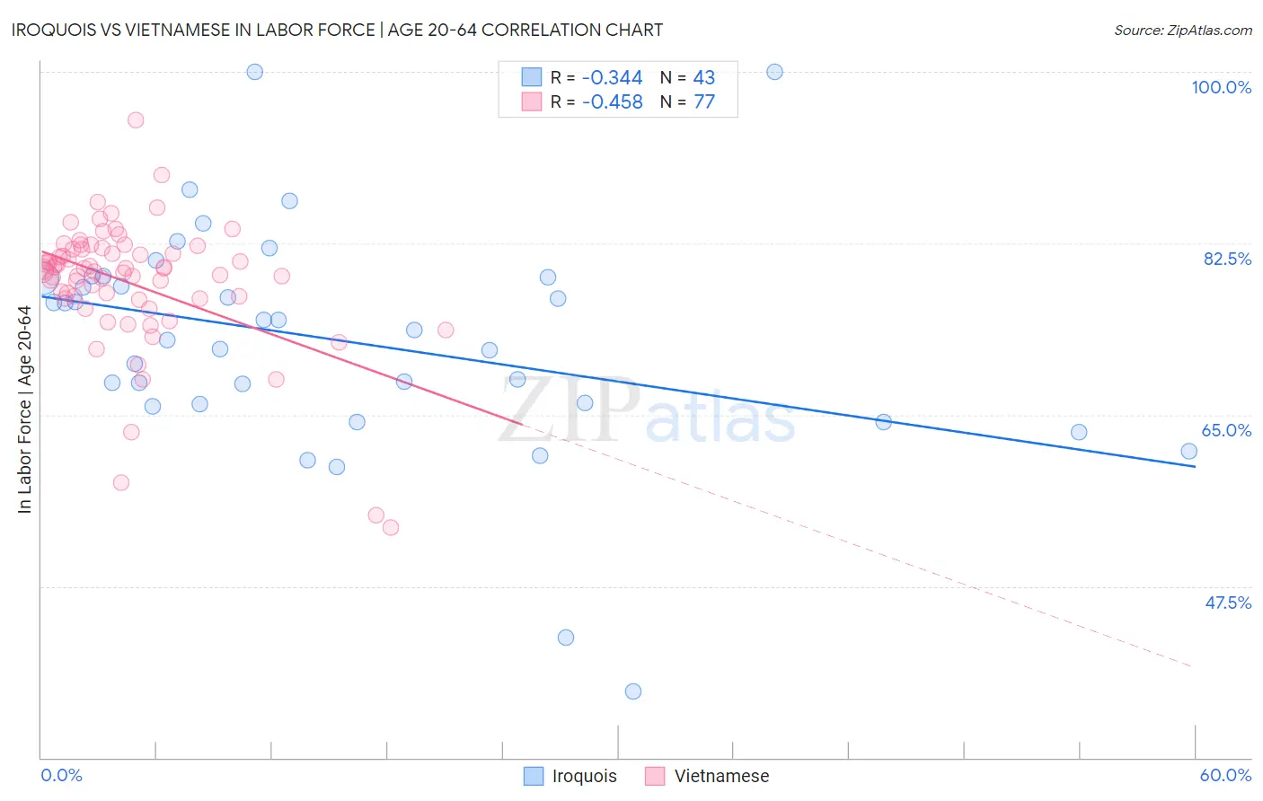 Iroquois vs Vietnamese In Labor Force | Age 20-64
