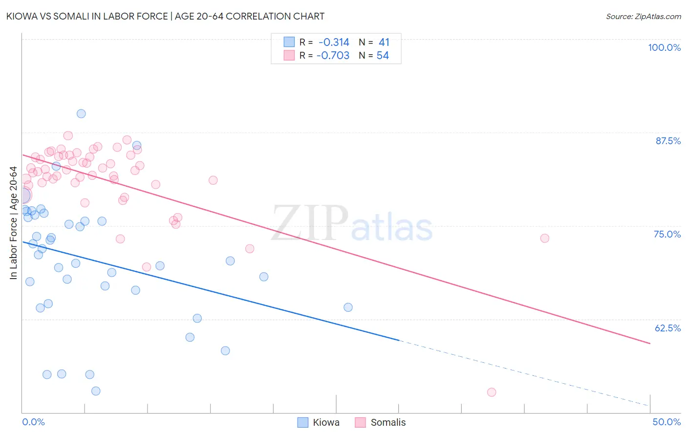 Kiowa vs Somali In Labor Force | Age 20-64
