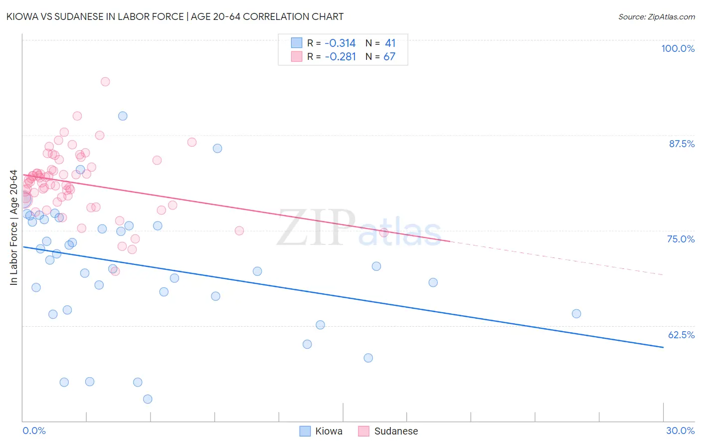 Kiowa vs Sudanese In Labor Force | Age 20-64