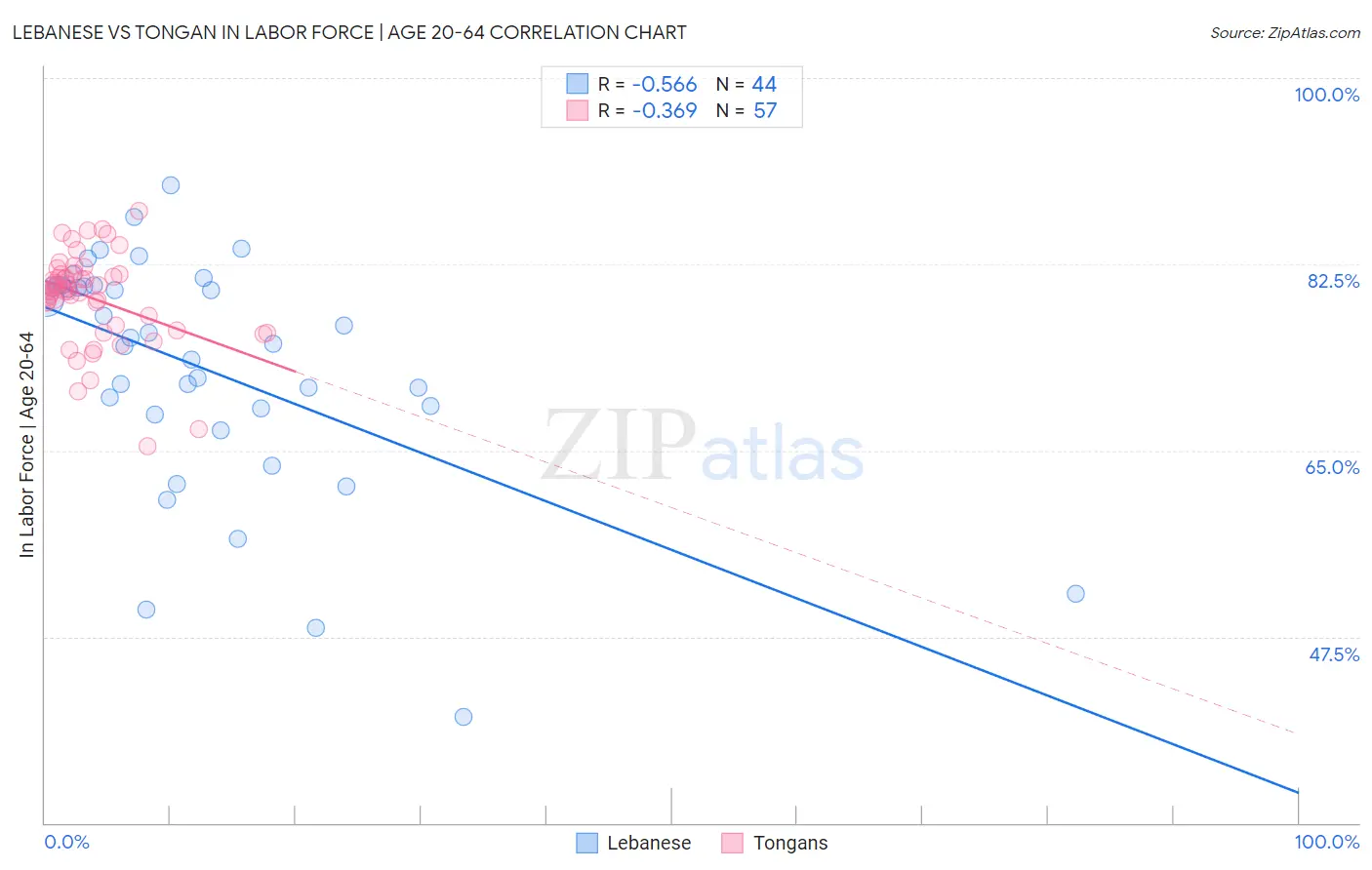 Lebanese vs Tongan In Labor Force | Age 20-64