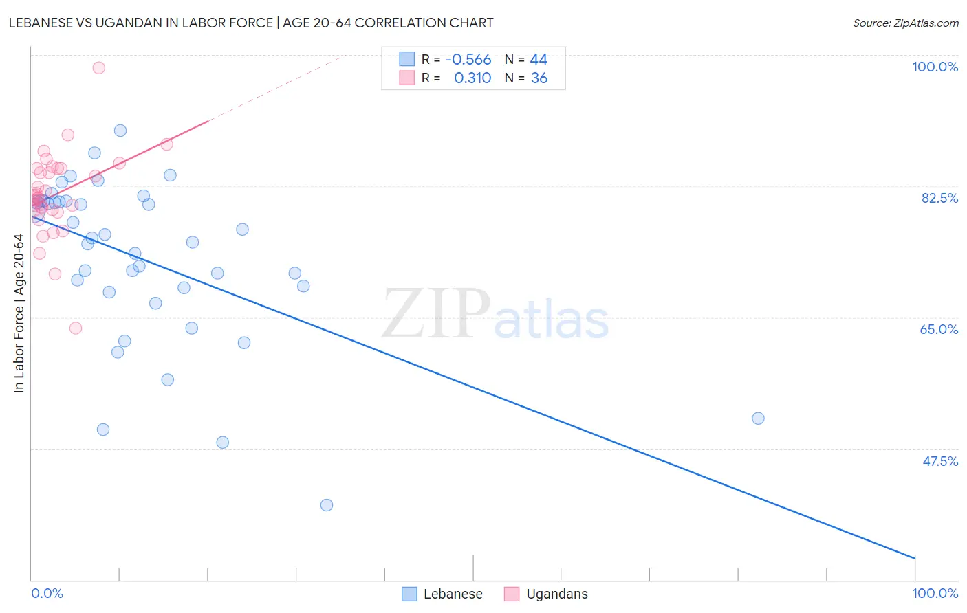 Lebanese vs Ugandan In Labor Force | Age 20-64