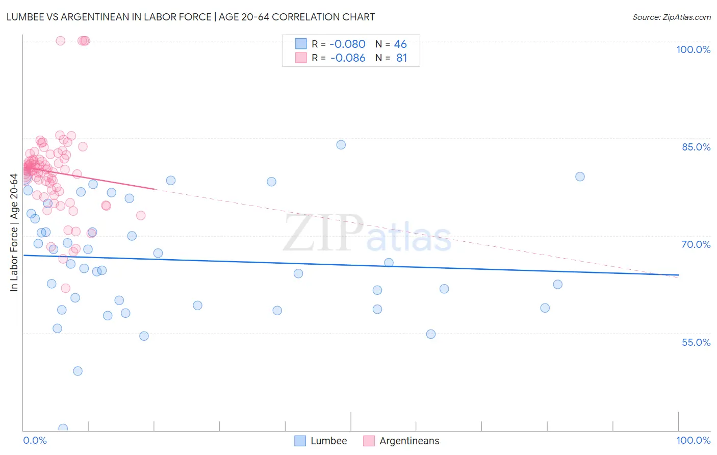 Lumbee vs Argentinean In Labor Force | Age 20-64