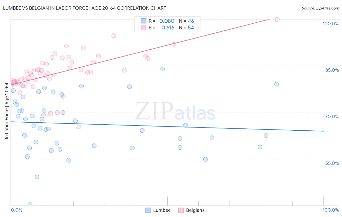 Lumbee vs Belgian In Labor Force | Age 20-64