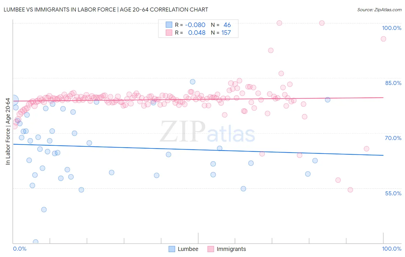 Lumbee vs Immigrants In Labor Force | Age 20-64