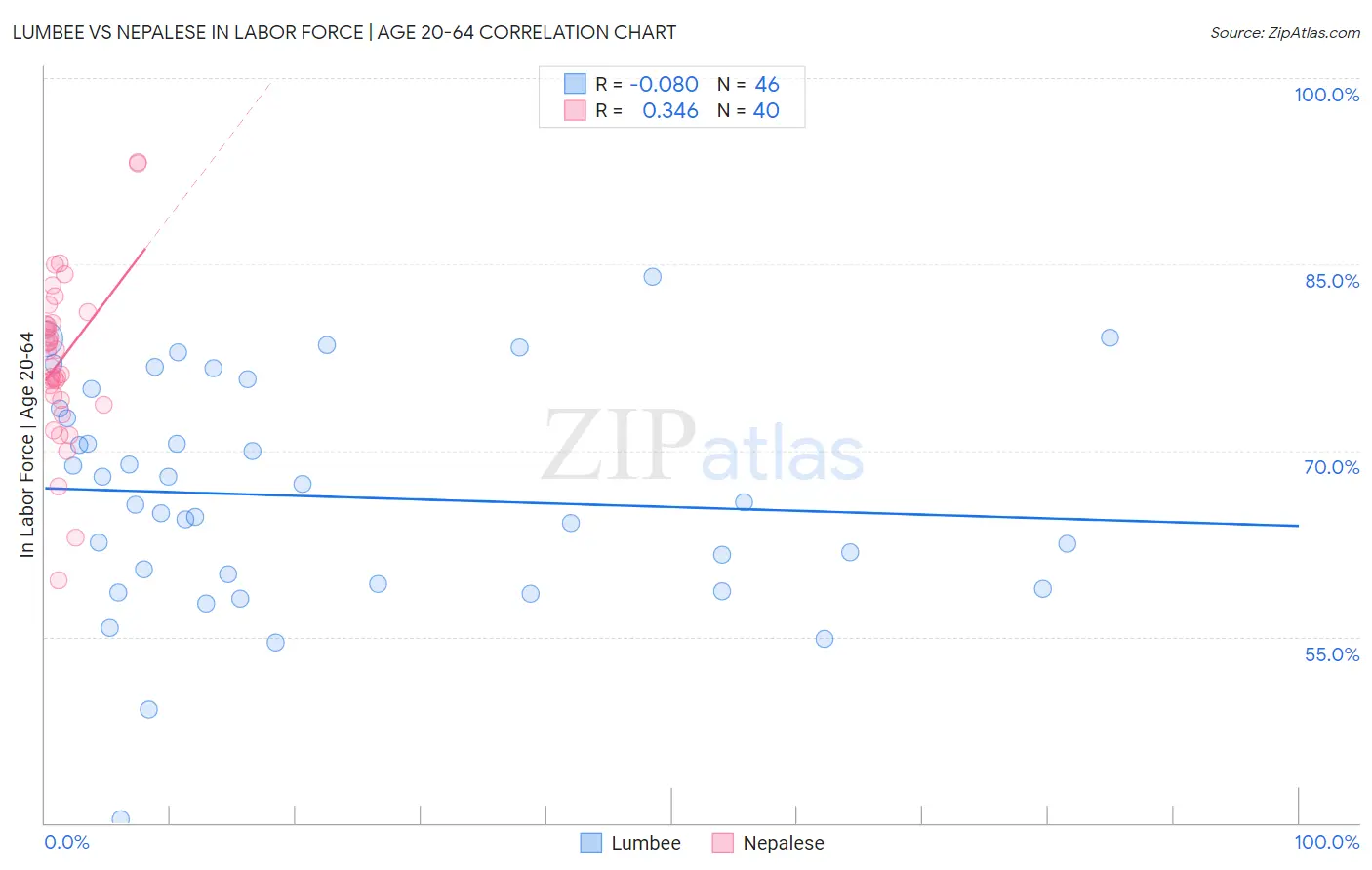 Lumbee vs Nepalese In Labor Force | Age 20-64