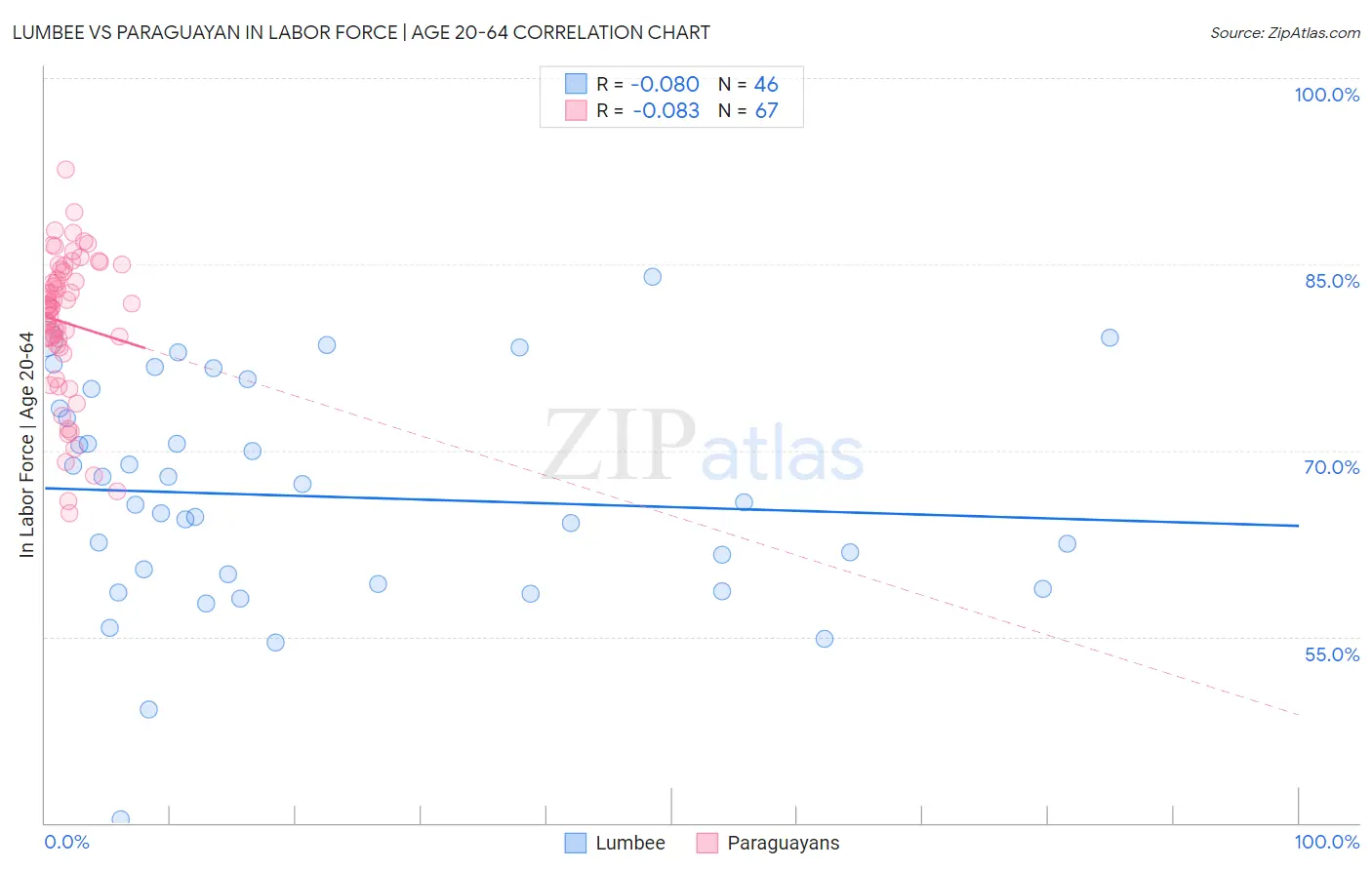 Lumbee vs Paraguayan In Labor Force | Age 20-64