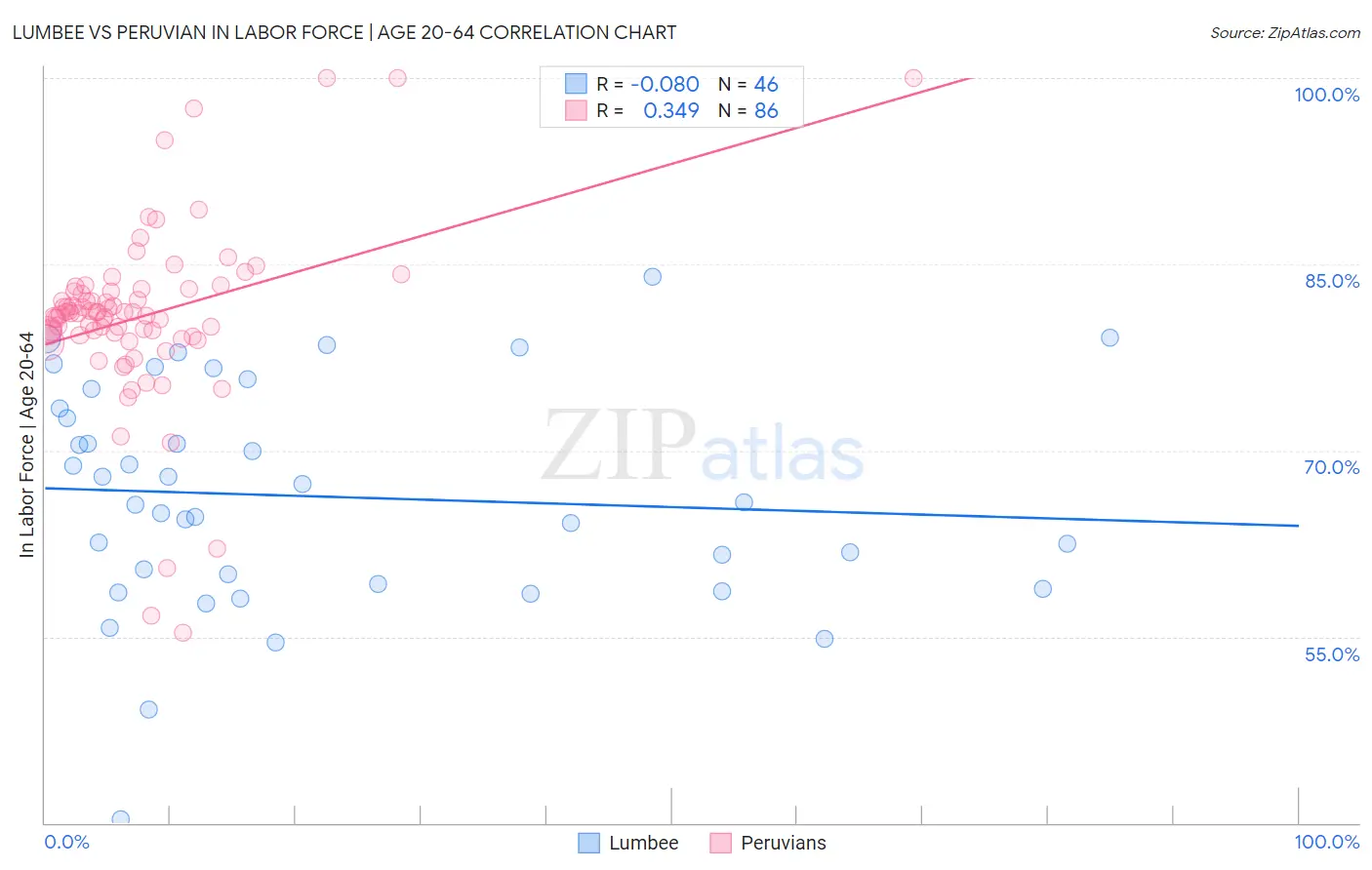 Lumbee vs Peruvian In Labor Force | Age 20-64
