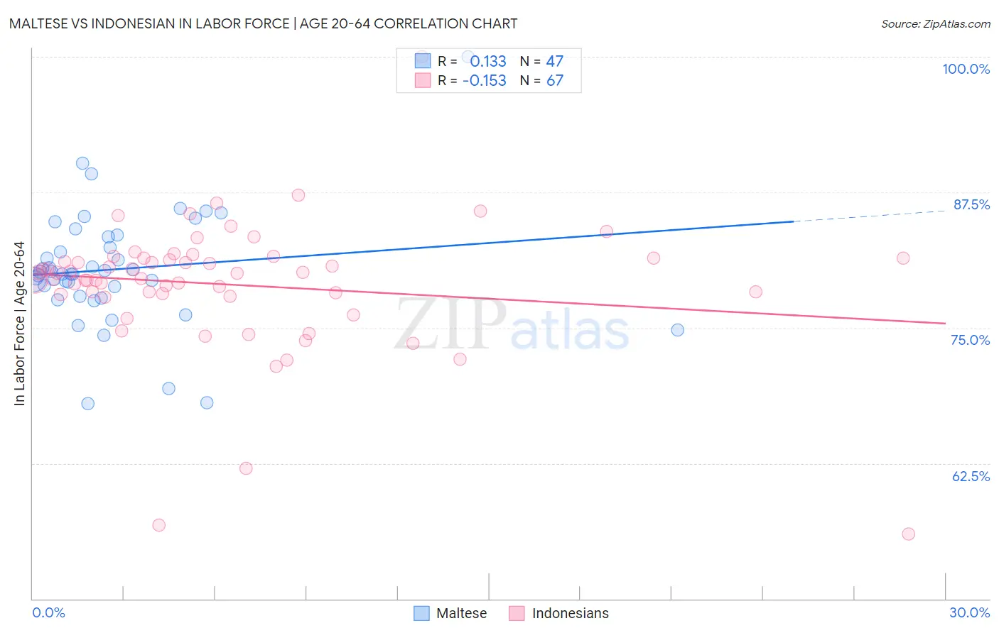 Maltese vs Indonesian In Labor Force | Age 20-64