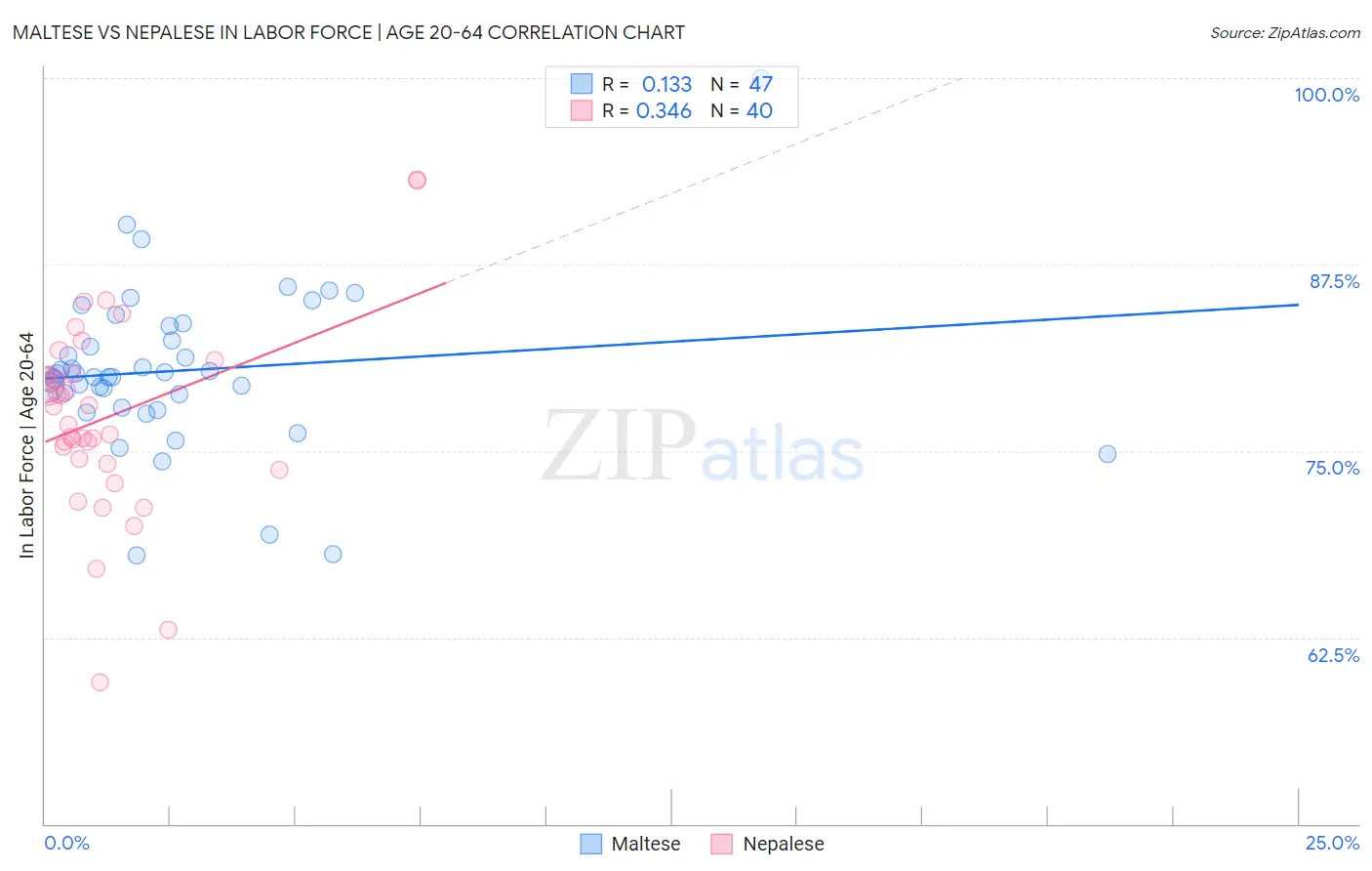 Maltese vs Nepalese In Labor Force | Age 20-64