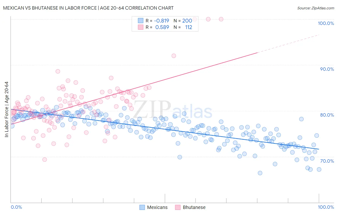 Mexican vs Bhutanese In Labor Force | Age 20-64
