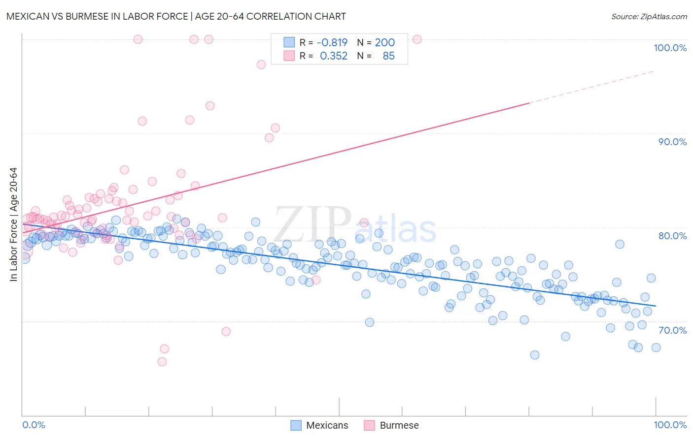 Mexican vs Burmese In Labor Force | Age 20-64