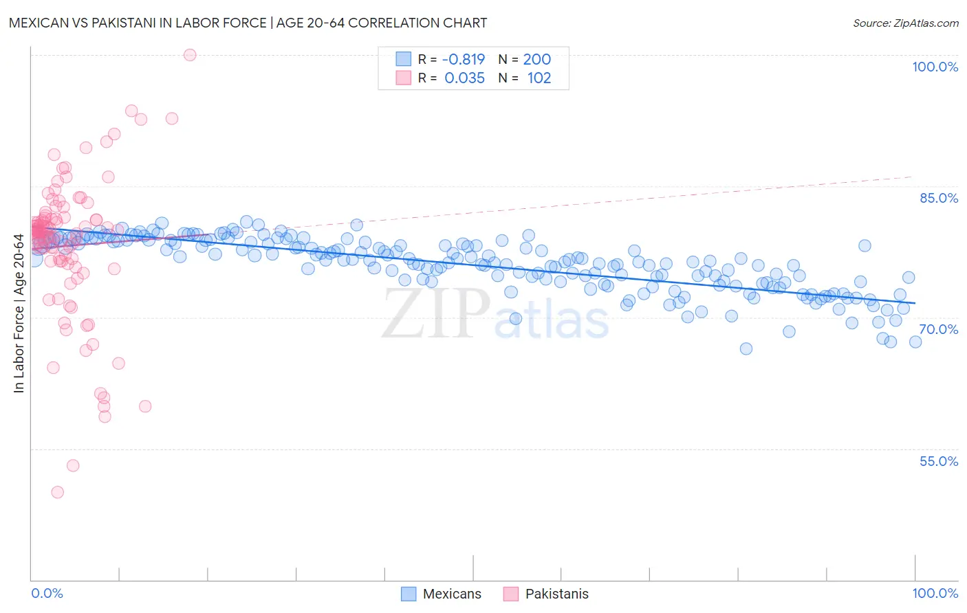 Mexican vs Pakistani In Labor Force | Age 20-64