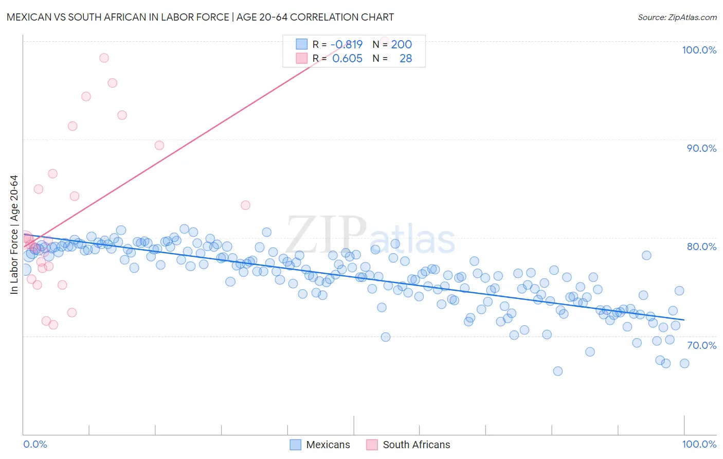 Mexican vs South African In Labor Force | Age 20-64