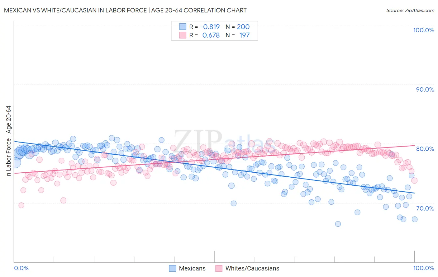 Mexican vs White/Caucasian In Labor Force | Age 20-64