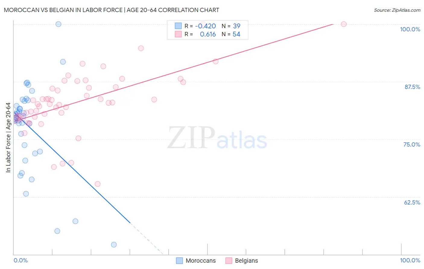 Moroccan vs Belgian In Labor Force | Age 20-64