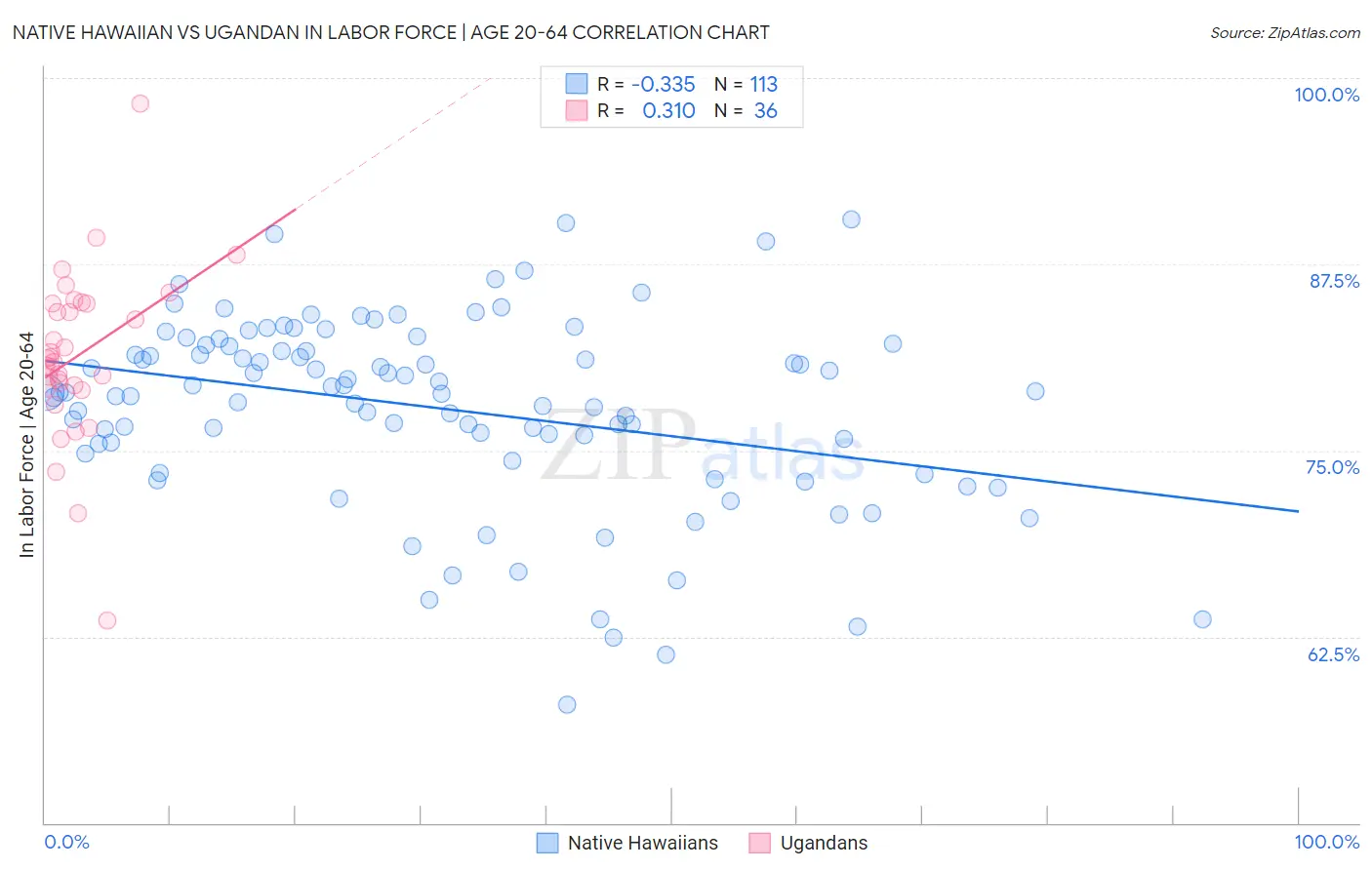 Native Hawaiian vs Ugandan In Labor Force | Age 20-64