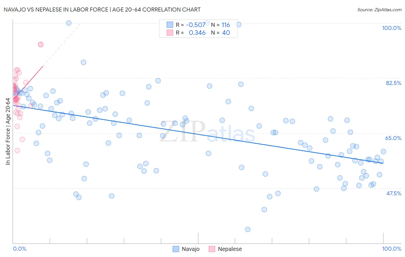Navajo vs Nepalese In Labor Force | Age 20-64