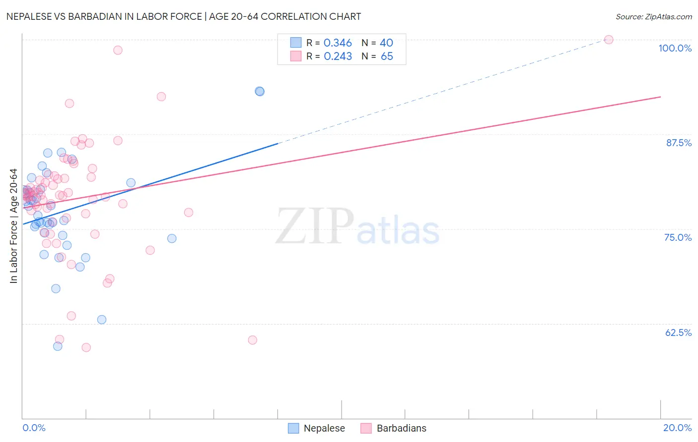 Nepalese vs Barbadian In Labor Force | Age 20-64