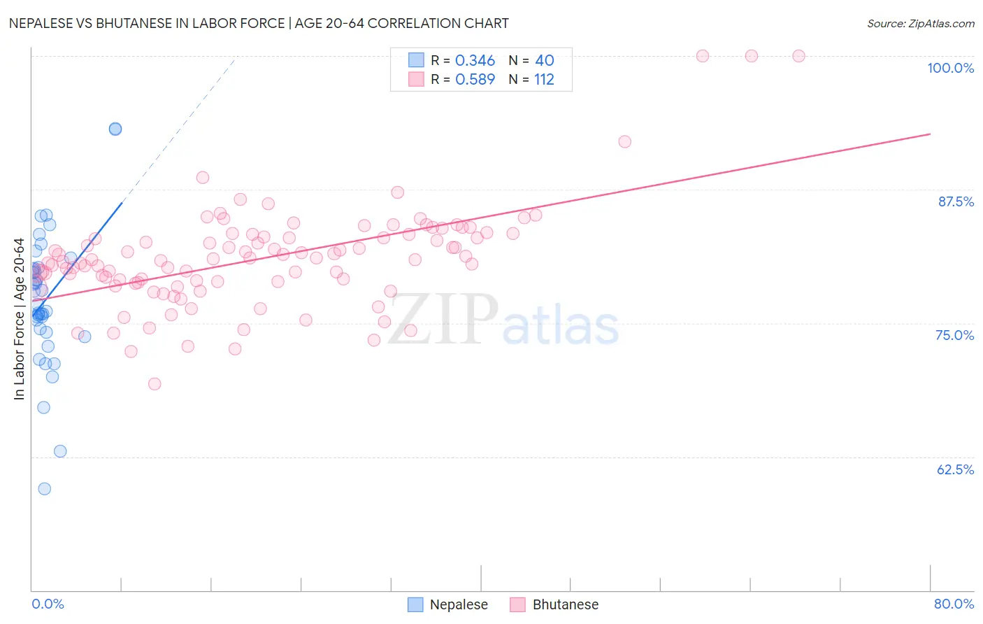 Nepalese vs Bhutanese In Labor Force | Age 20-64