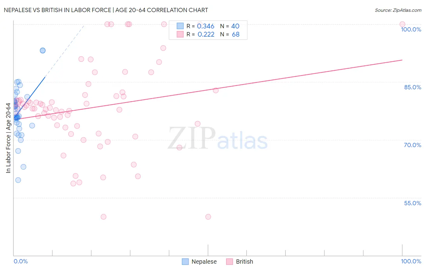 Nepalese vs British In Labor Force | Age 20-64