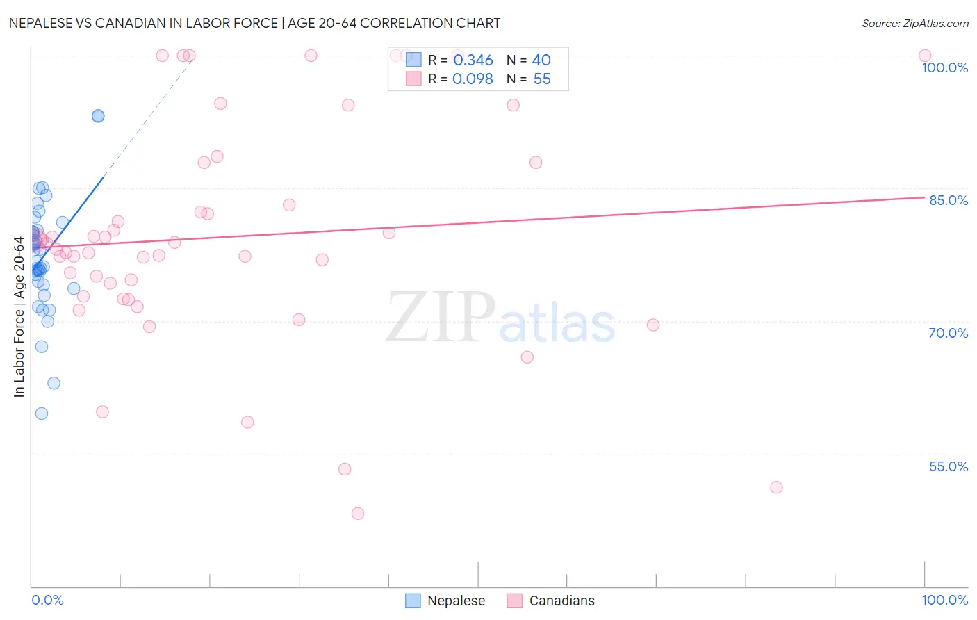 Nepalese vs Canadian In Labor Force | Age 20-64