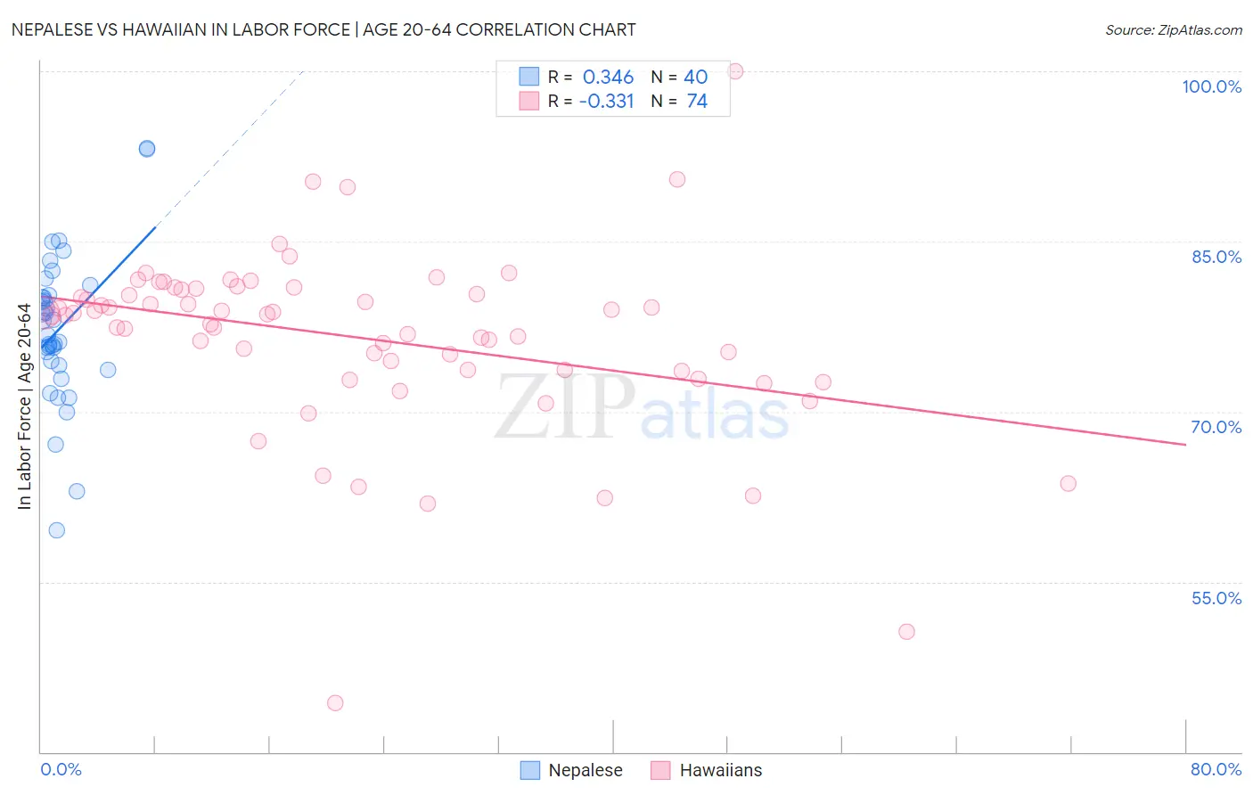 Nepalese vs Hawaiian In Labor Force | Age 20-64