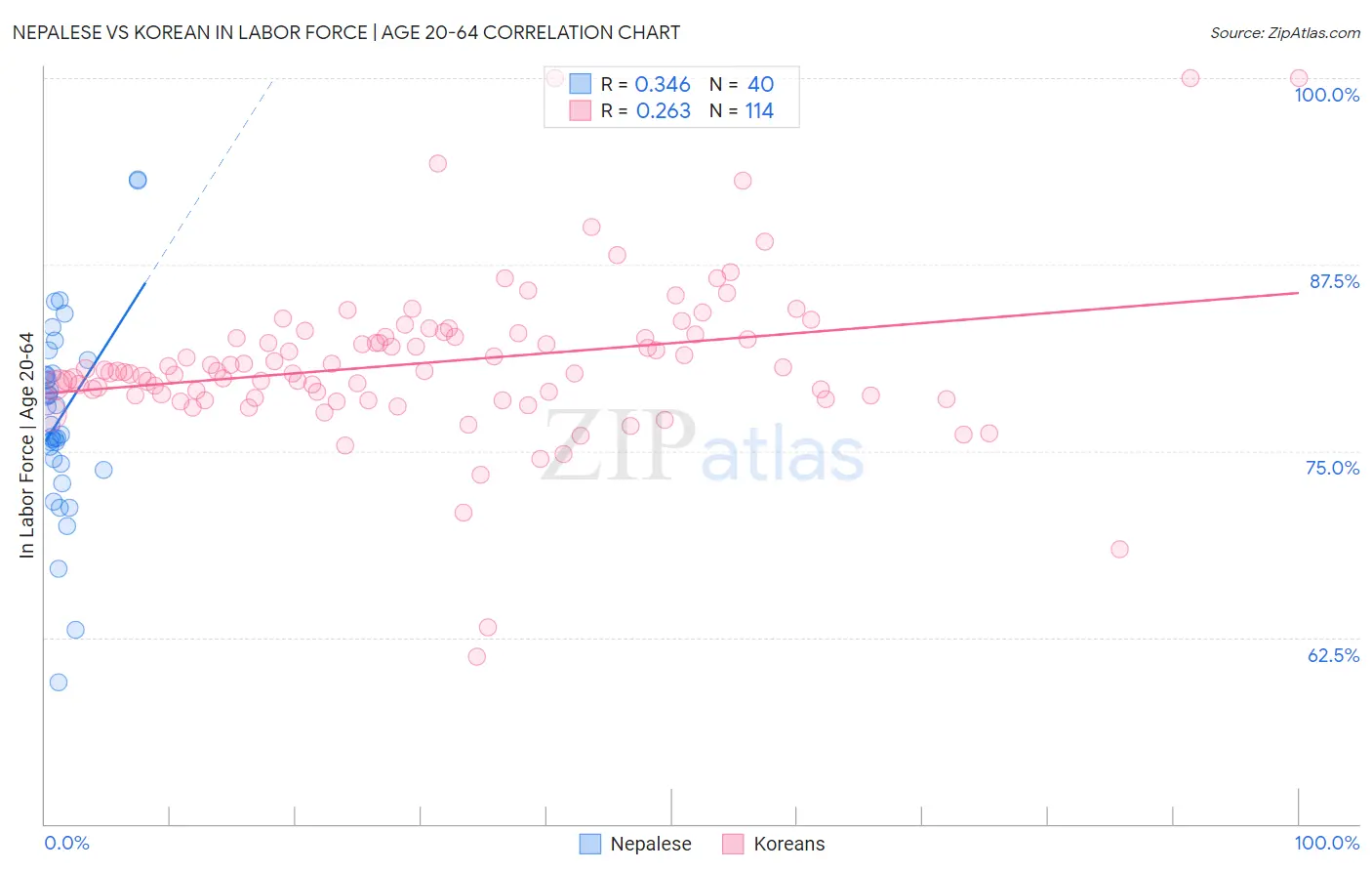 Nepalese vs Korean In Labor Force | Age 20-64