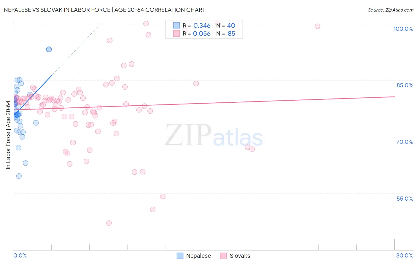 Nepalese vs Slovak In Labor Force | Age 20-64