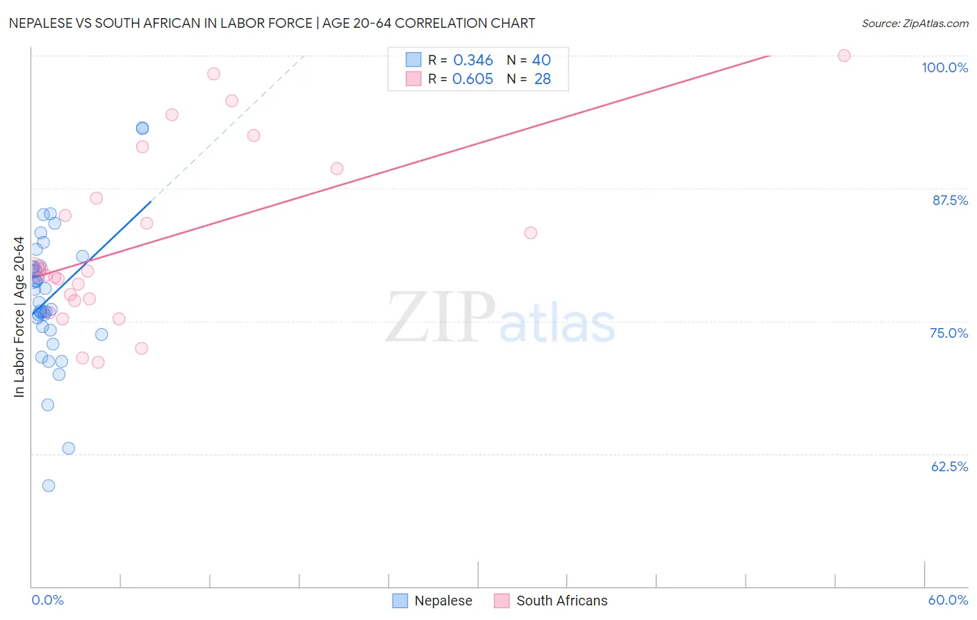 Nepalese vs South African In Labor Force | Age 20-64