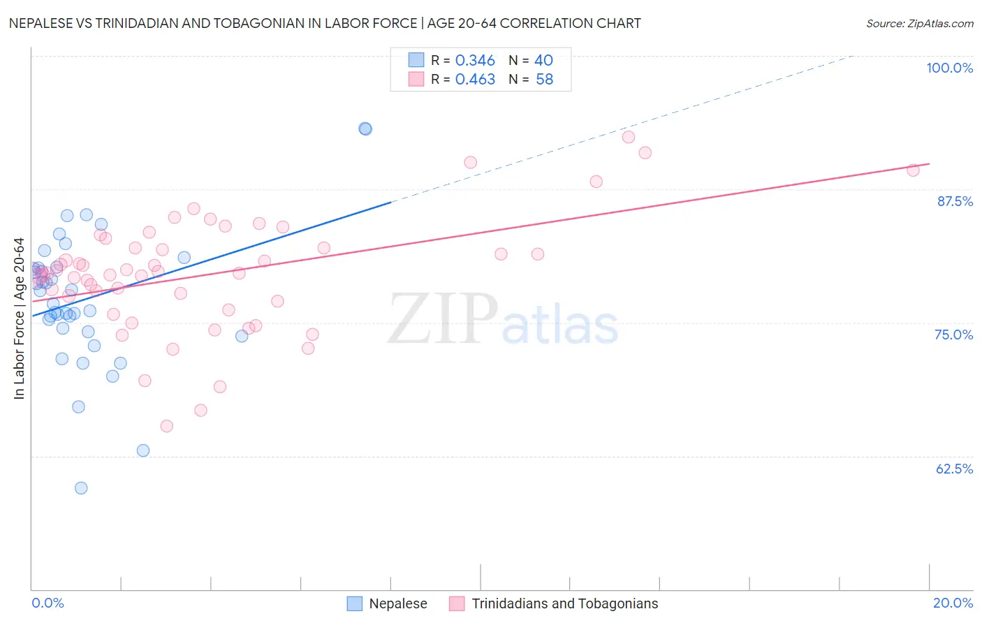 Nepalese vs Trinidadian and Tobagonian In Labor Force | Age 20-64