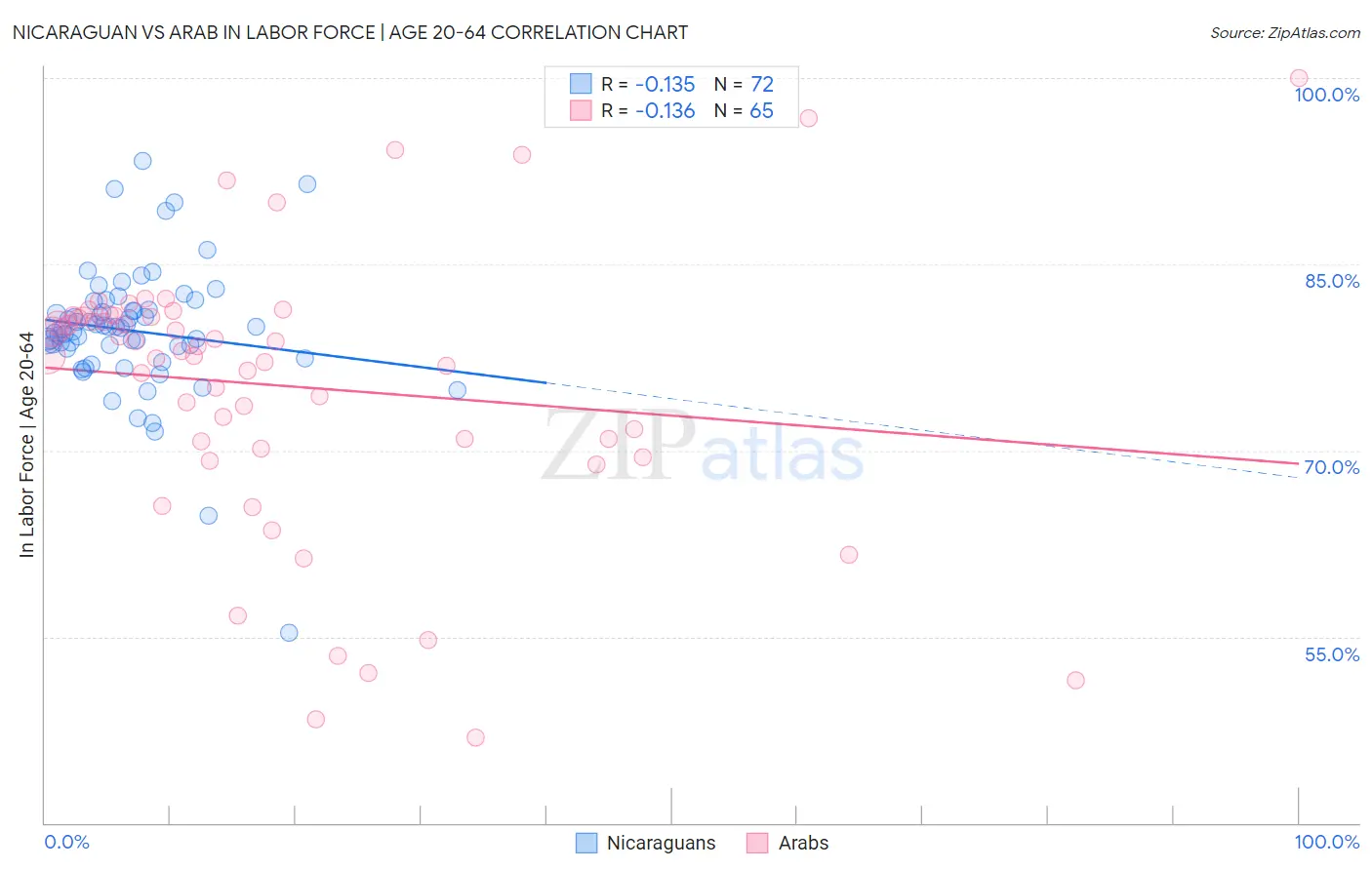 Nicaraguan vs Arab In Labor Force | Age 20-64