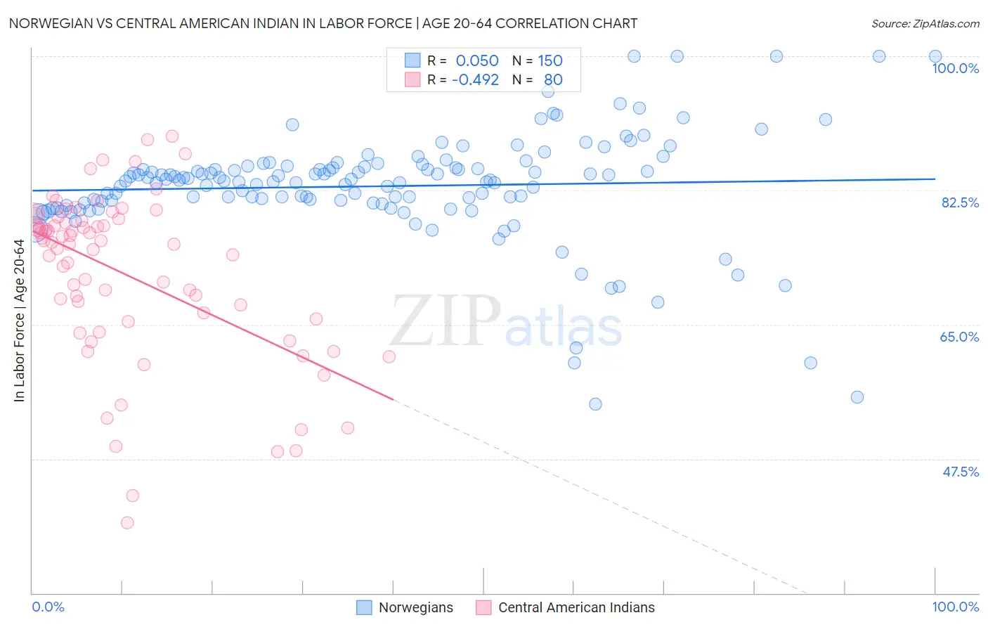 Norwegian vs Central American Indian In Labor Force | Age 20-64