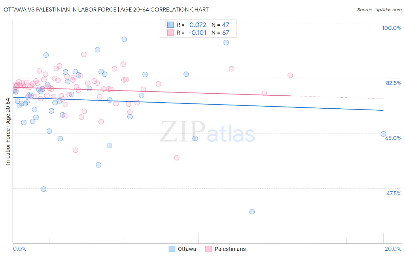 Ottawa vs Palestinian In Labor Force | Age 20-64