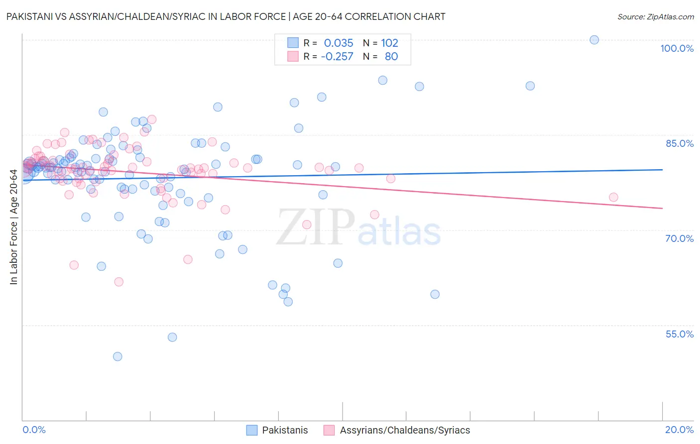 Pakistani vs Assyrian/Chaldean/Syriac In Labor Force | Age 20-64