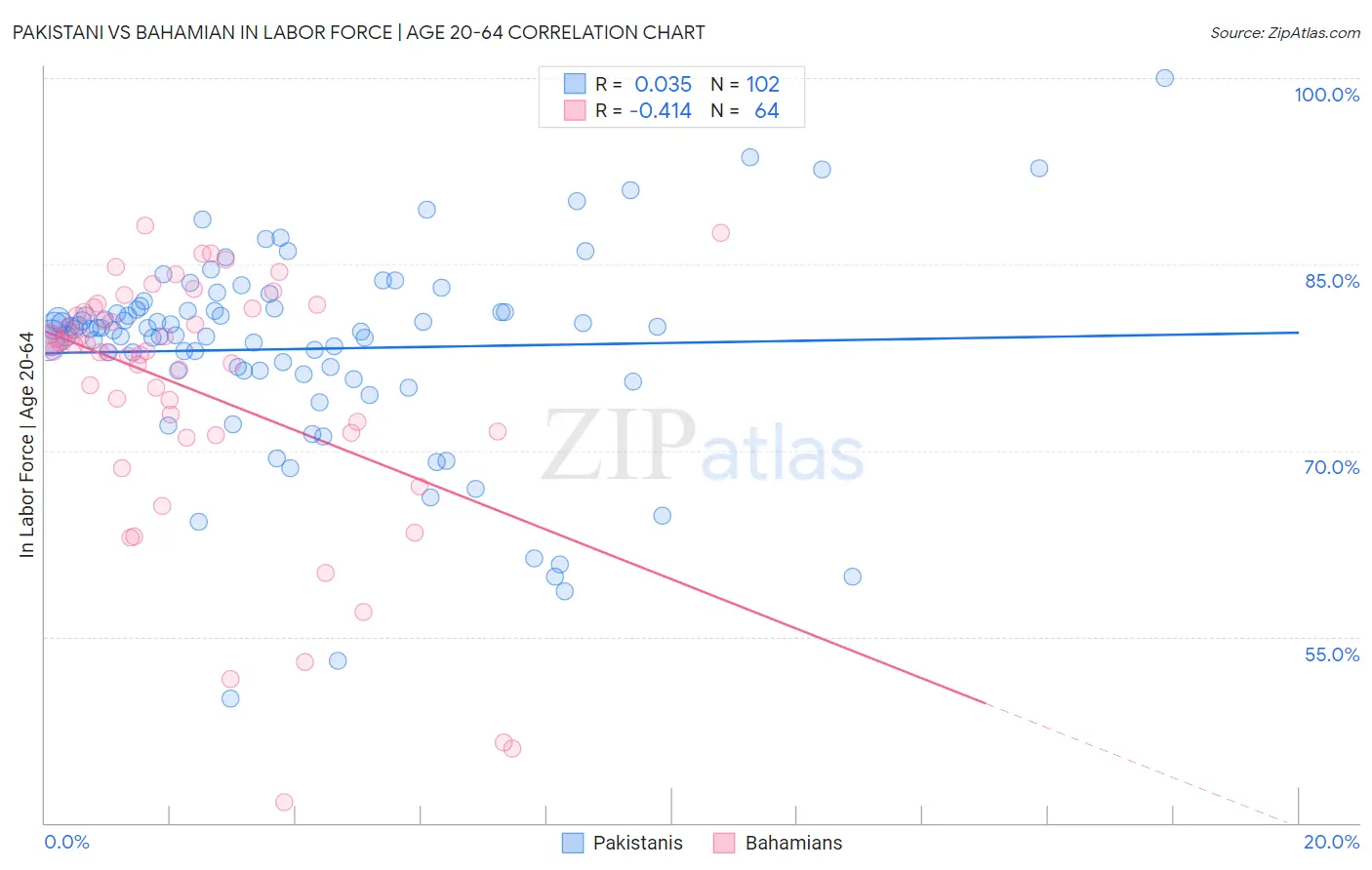 Pakistani vs Bahamian In Labor Force | Age 20-64