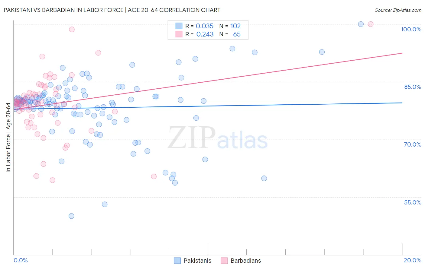 Pakistani vs Barbadian In Labor Force | Age 20-64