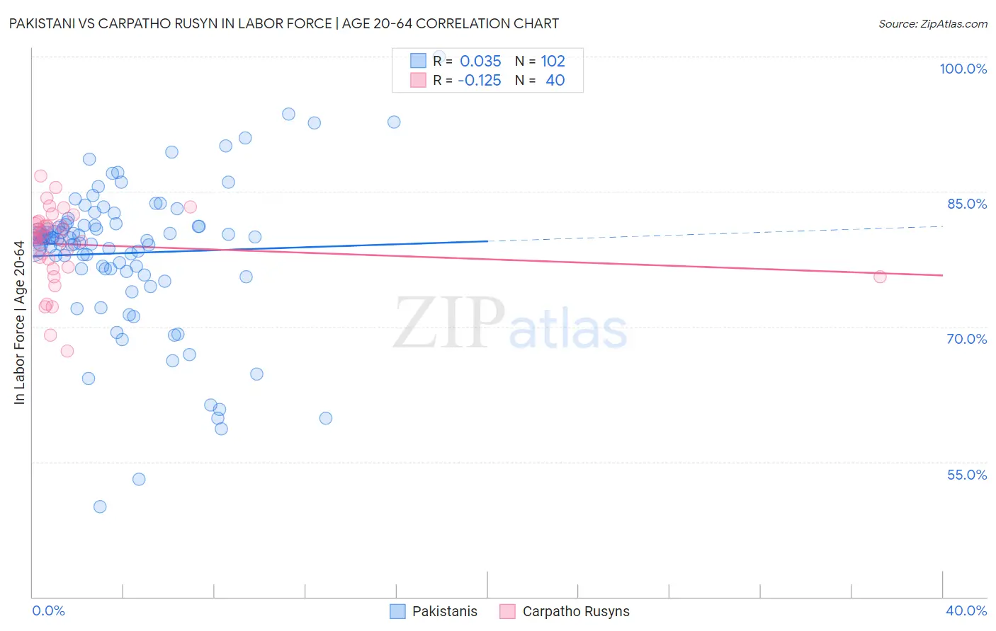 Pakistani vs Carpatho Rusyn In Labor Force | Age 20-64