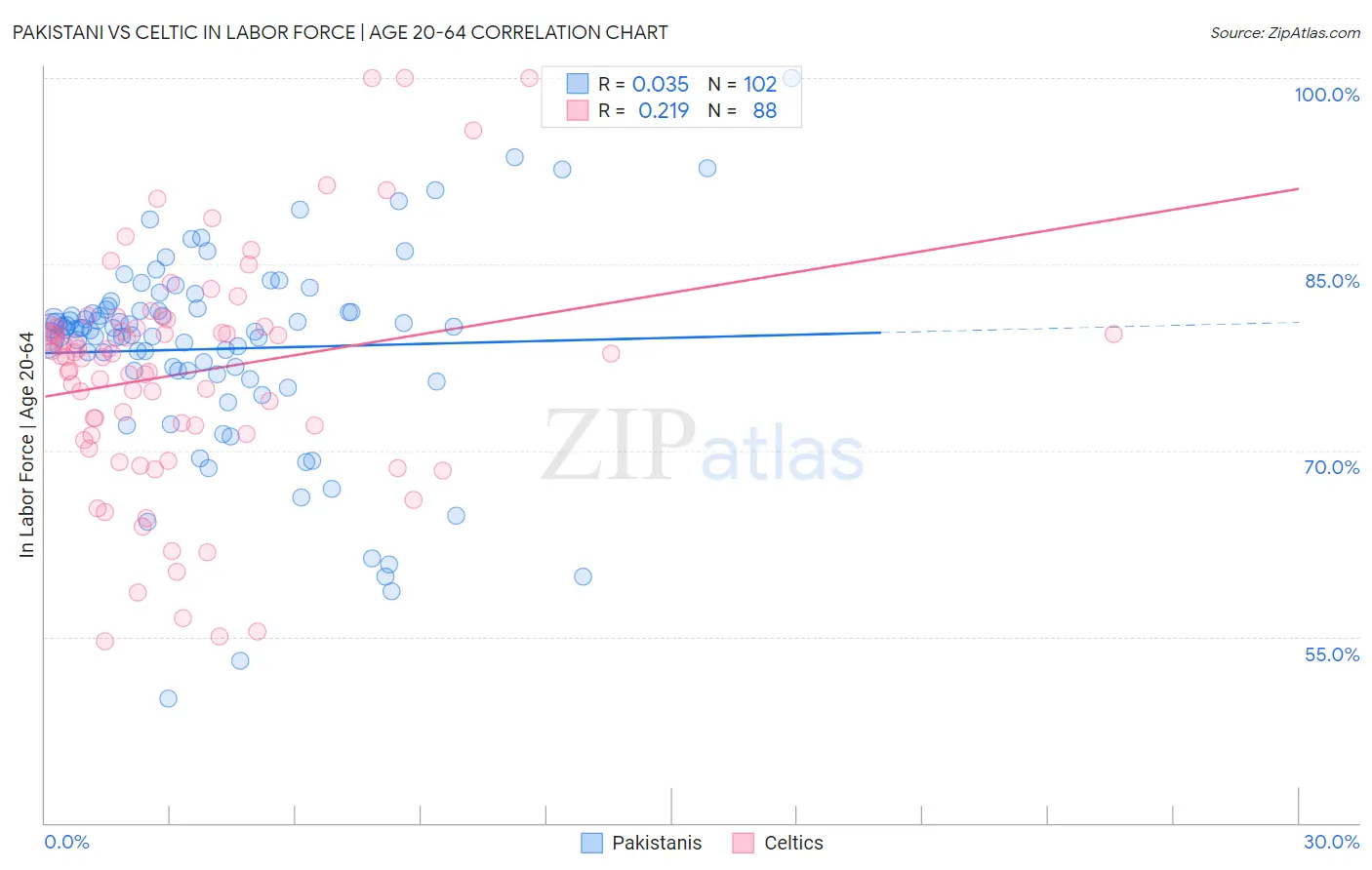 Pakistani vs Celtic In Labor Force | Age 20-64