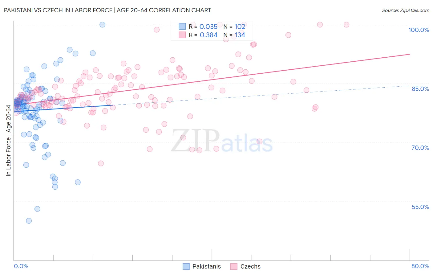 Pakistani vs Czech In Labor Force | Age 20-64