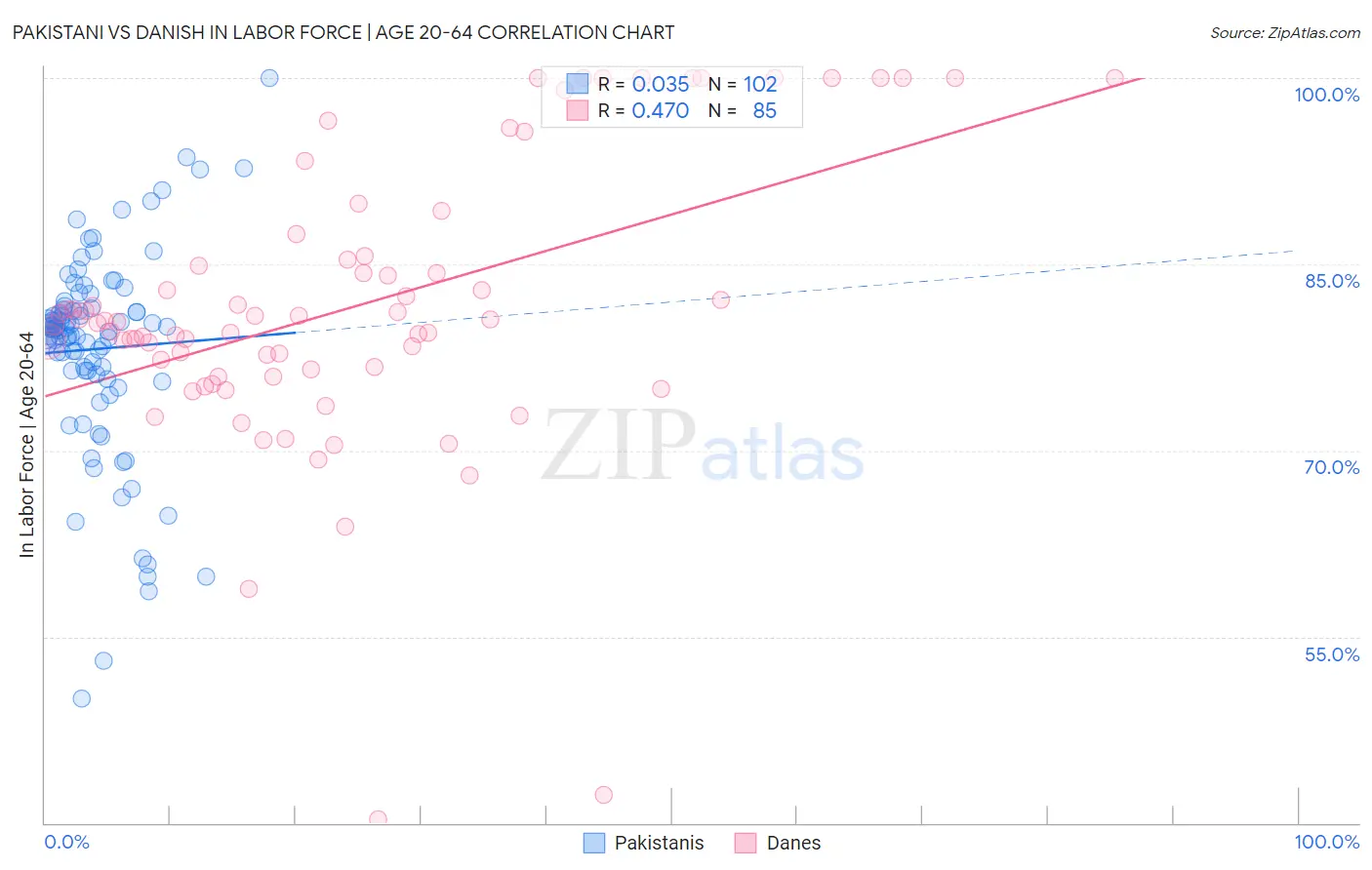 Pakistani vs Danish In Labor Force | Age 20-64