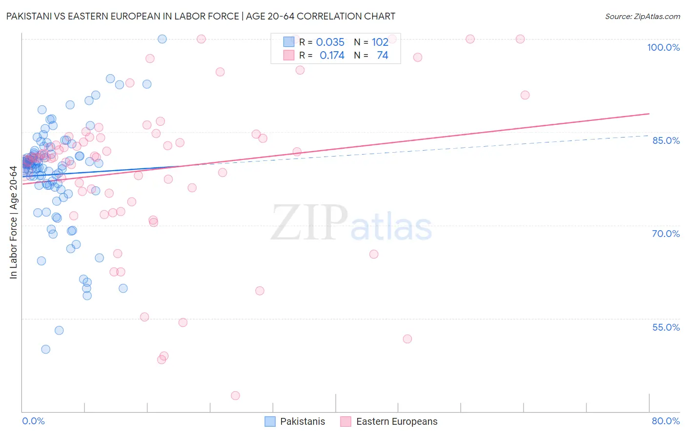 Pakistani vs Eastern European In Labor Force | Age 20-64