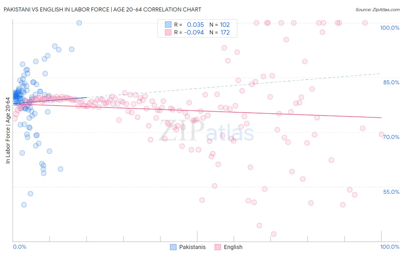 Pakistani vs English In Labor Force | Age 20-64