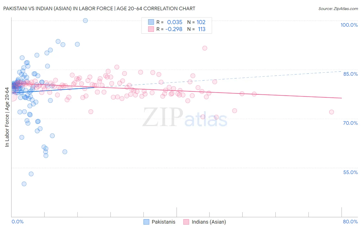 Pakistani vs Indian (Asian) In Labor Force | Age 20-64