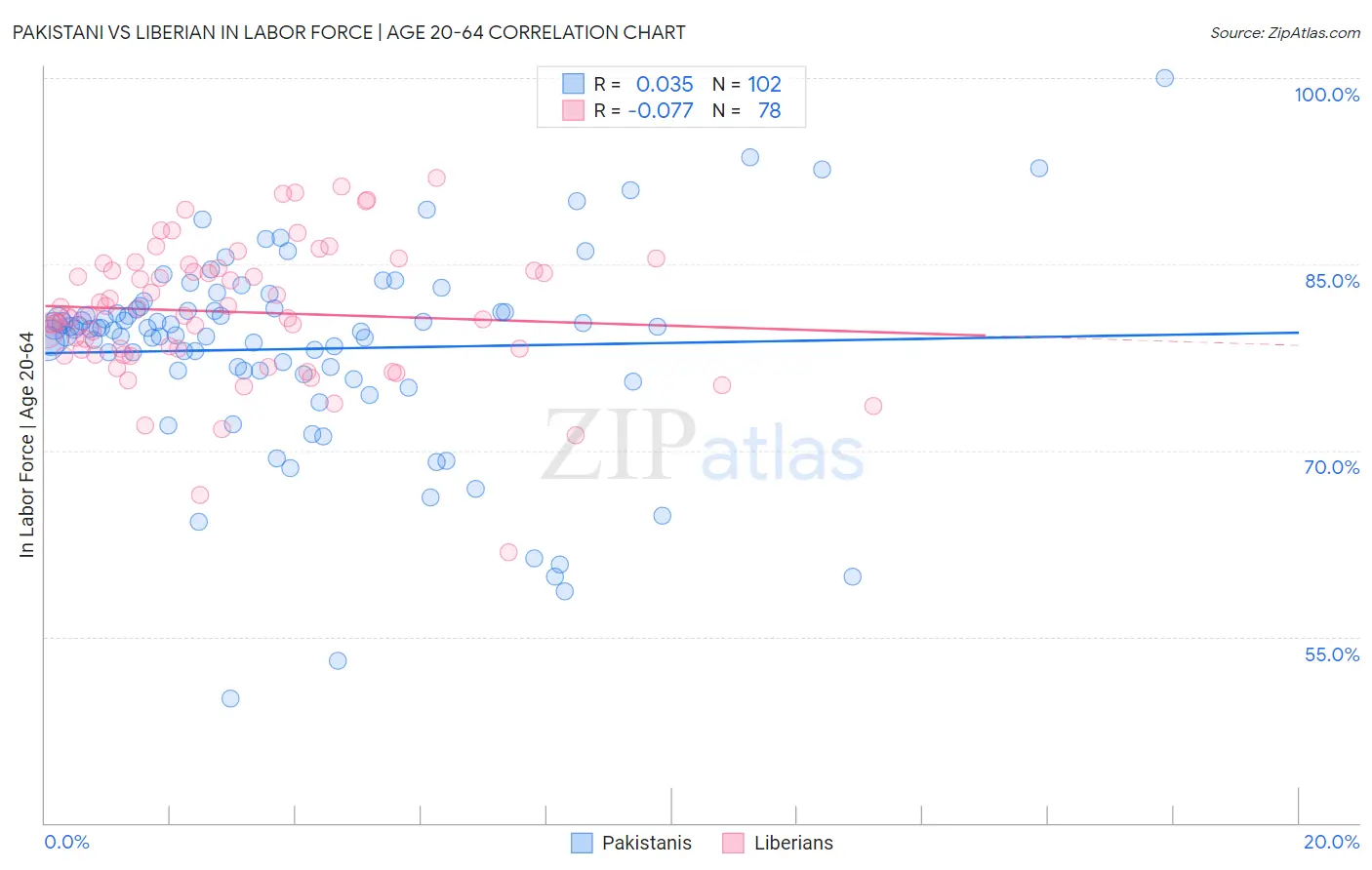 Pakistani vs Liberian In Labor Force | Age 20-64