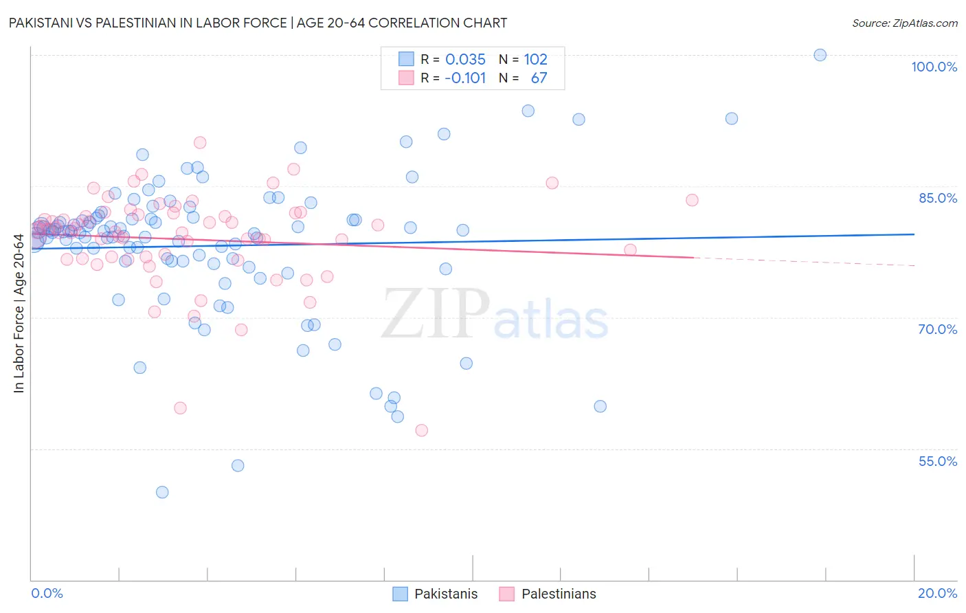 Pakistani vs Palestinian In Labor Force | Age 20-64