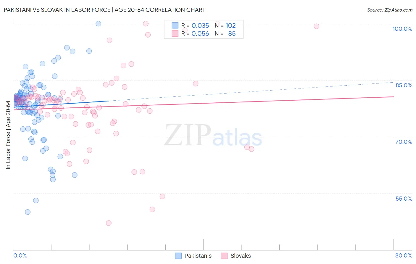 Pakistani vs Slovak In Labor Force | Age 20-64