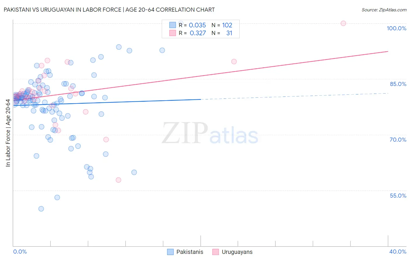 Pakistani vs Uruguayan In Labor Force | Age 20-64