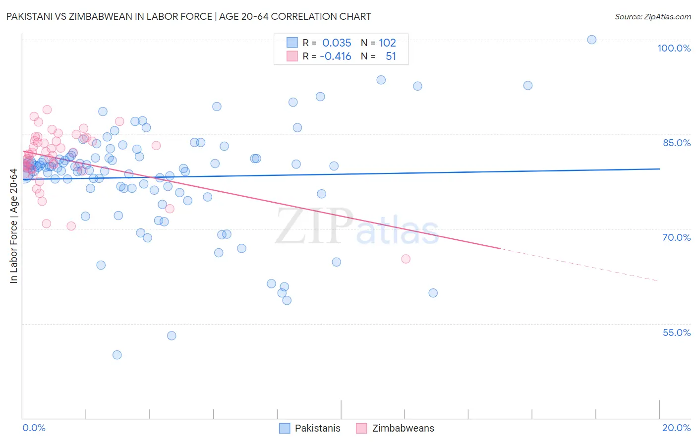 Pakistani vs Zimbabwean In Labor Force | Age 20-64